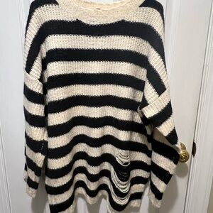 Striped Black and Cream Sweater